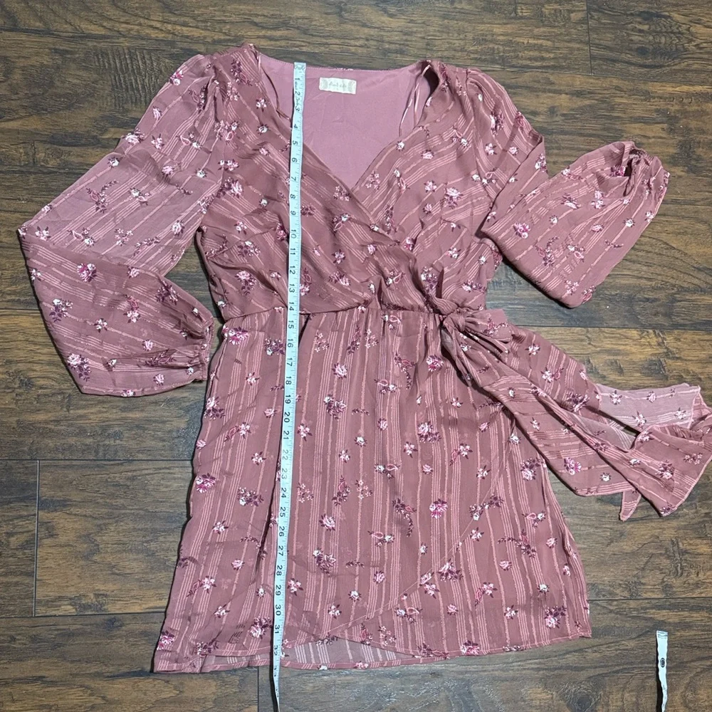 Altar'd State Mauve Floral Wrap Mini Dress